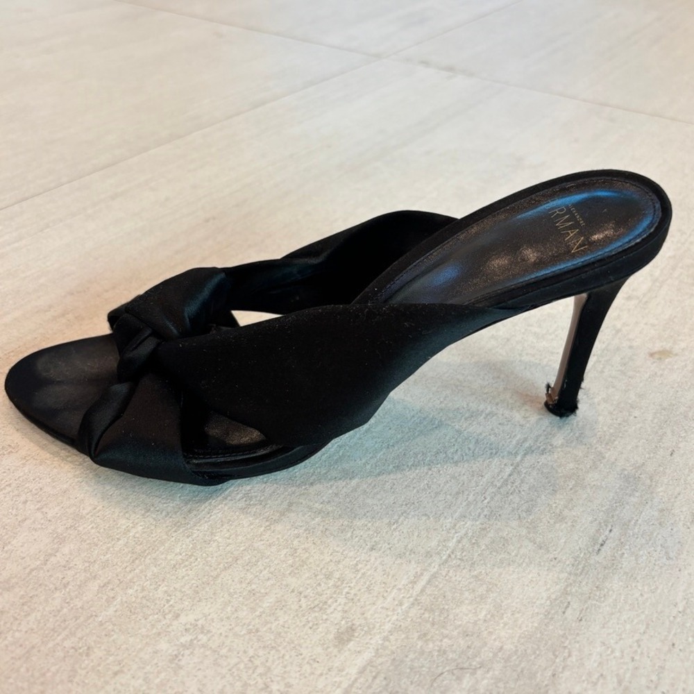Alexandre Birman Kacey 85 Black Satin Mule Heels Knot Detail Stiletto 39.5 US 9 - Picture 5 of 9